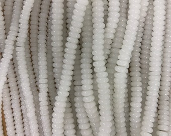 White Disc Beads,Spacer Beads,Glass White Rondelle Beads,Jewelry Making,Jewelry Supplies,Flat Disc Beads,Bulk Jewelry Making Beads,Wholesale