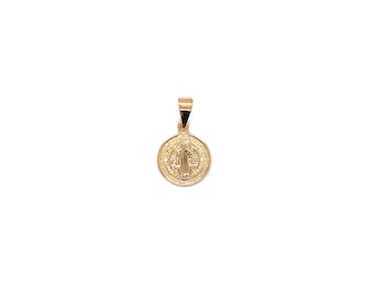 Kleiner Gold gefüllter St. Benedikt Anhänger, religiöse Medaille für Halskette, Heiliger Benedikt Anhänger für Halskette, katholischer Charme, Gebetsmedaillen