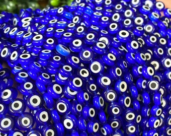 Evil Eye Flat Beads,Blue Evil Eye Beads,Lucky Eye Beads,Round Lucky Eye Beads,Wholesale Beads,Face Mask Supplies,Beads for Jewelry Making