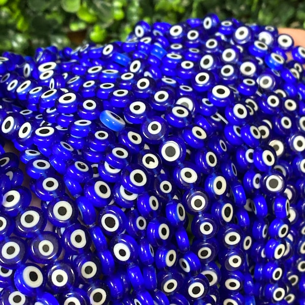 Blue Evil Eye Spacer Accent Beads,Strand of 65 DIY Evil Eye Jewelry for Crafting,Religious Amulet Prayer Beads,Boho Beads for Bracelets