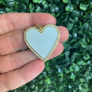 Large White Love Heart Pendant,Gold Hanging Love Heart Pendant,Heart Jewelry,Bulk Mom Charms for Jewelry Making,Simple Heart for Necklace