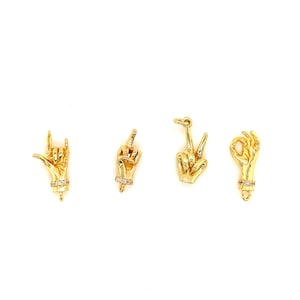 F-You Hand Symbol Charm,I love you Hand Gesture,Hand gold charm,Devil sign charm,A-Ok Hand Symbol Charm,Okay Hand Charm,Middle Finger Charm