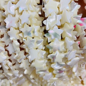 8mm Weiße Perlen Stern Akzent Perlen,10mm Perlen Stern Spacer Perlen,Kinder DIY SchmuckPerle,Weiße Stern Akzent Perlen,Süße Stern Perlen für Armband