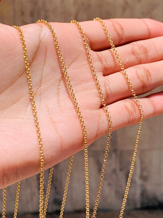 2mm Gold Tone Stainless Steel Rolo Chain - Bulk Necklace Links For Jewelry Making
