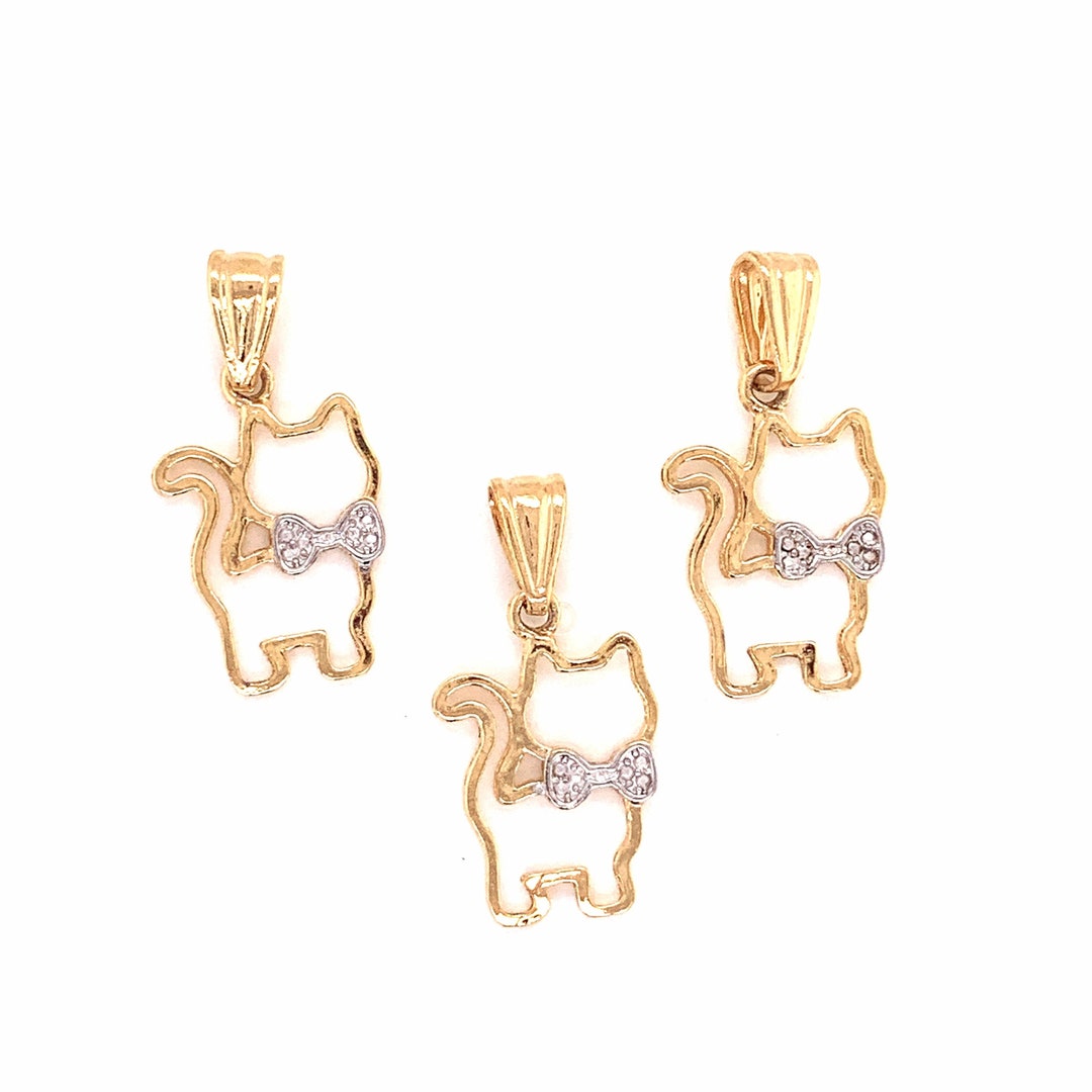 Gold Filled Cat Charm Pendant,cat Charm for Cat Lover, Animal Jewelry, Gold Filled Cat Charm