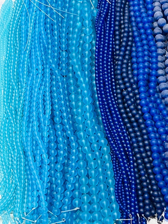 Matte Blue Round Glass Beads,bright Blue 6mm Beads,bulk Beads for Jewelry  Making,light Blue Wholesale Beads,10mm Blue Beads for Bracelets 