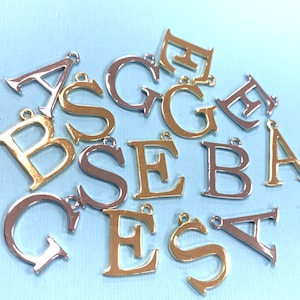 Gran oro colgante encanto de la letra, colgante inicial de plata, joyería personalizada de bricolaje, letra colgante inicial, encanto del alfabeto, encanto del monograma, letras