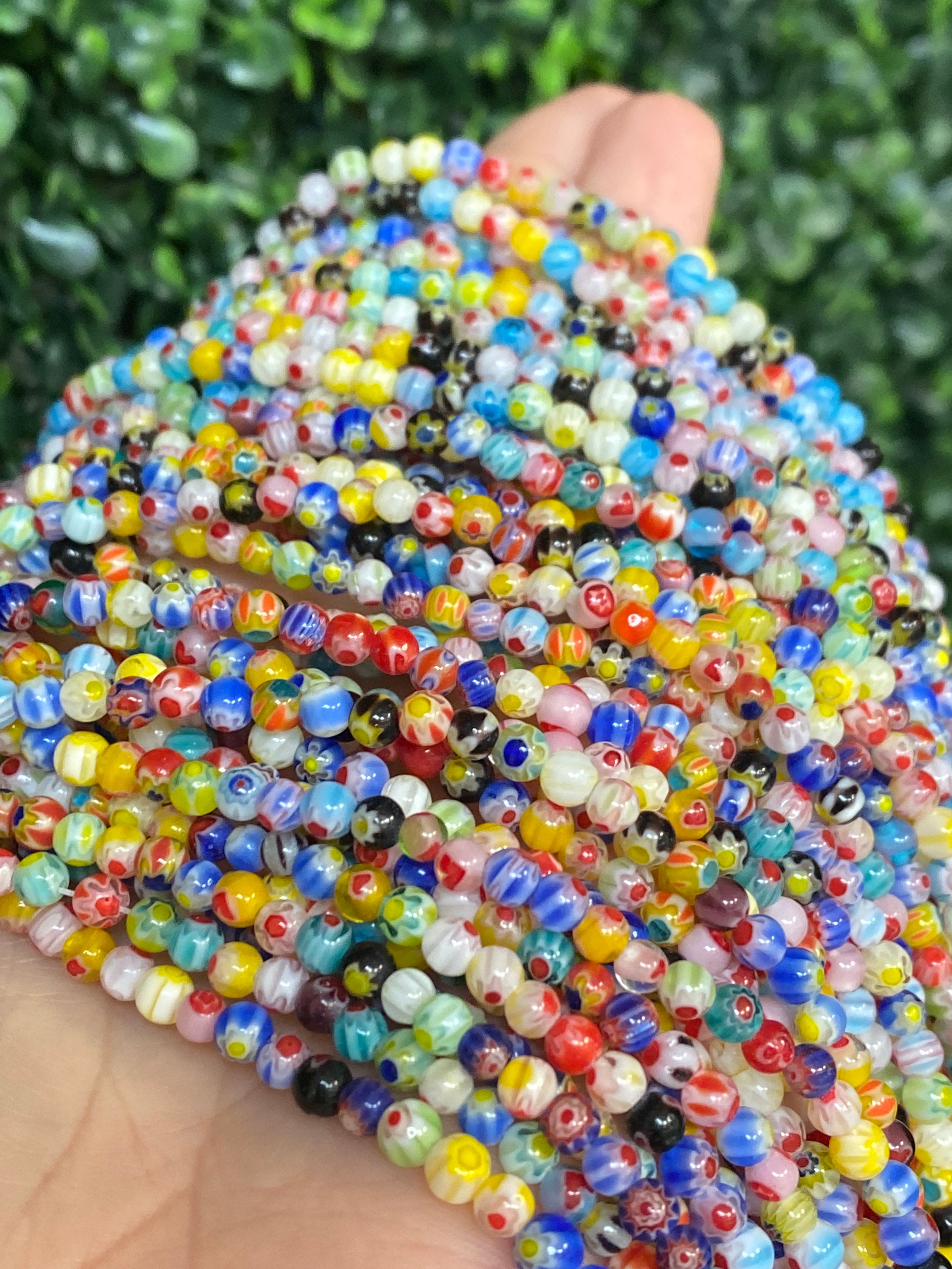 Murano Style Millefiori Round Beads,6mm Flower Glass Beads,8mm Millefiori  Beads,colorful Bulk Beads for Jewelry Making,4mm Millefiori Beads 