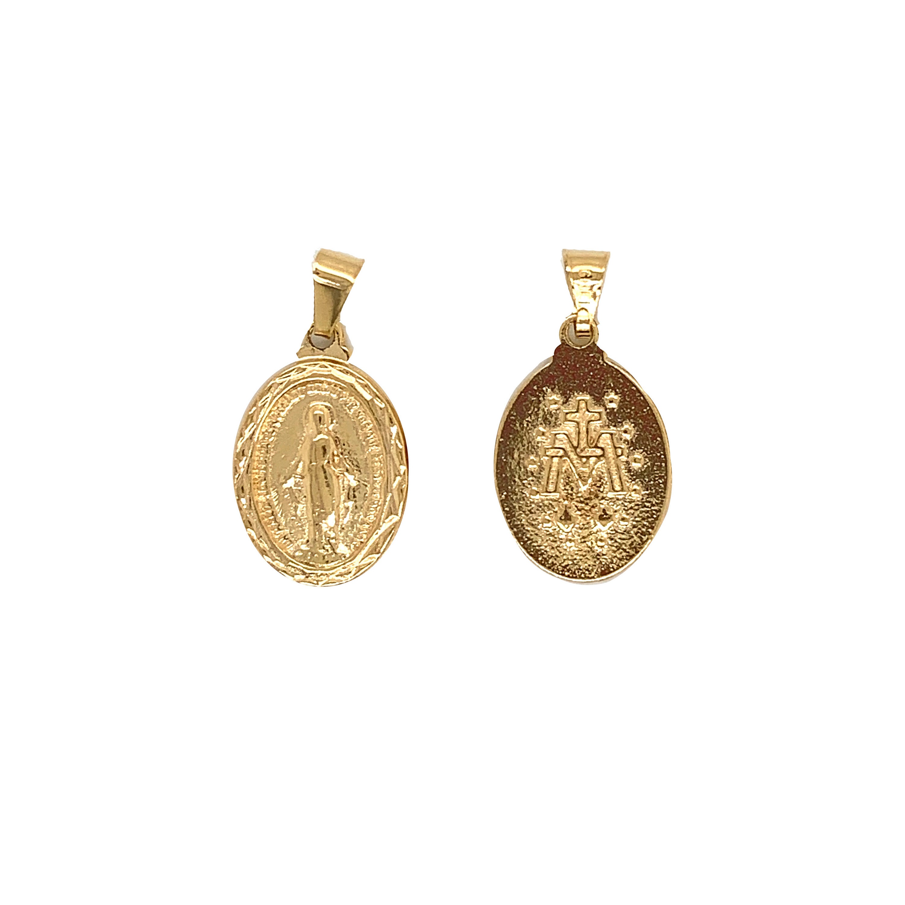  Religious Jewelry by FDJ Collar con colgante de medalla  milagrosa de la Virgen María de oro amarillo de 10 k (grande) : Ropa,  Zapatos y Joyería