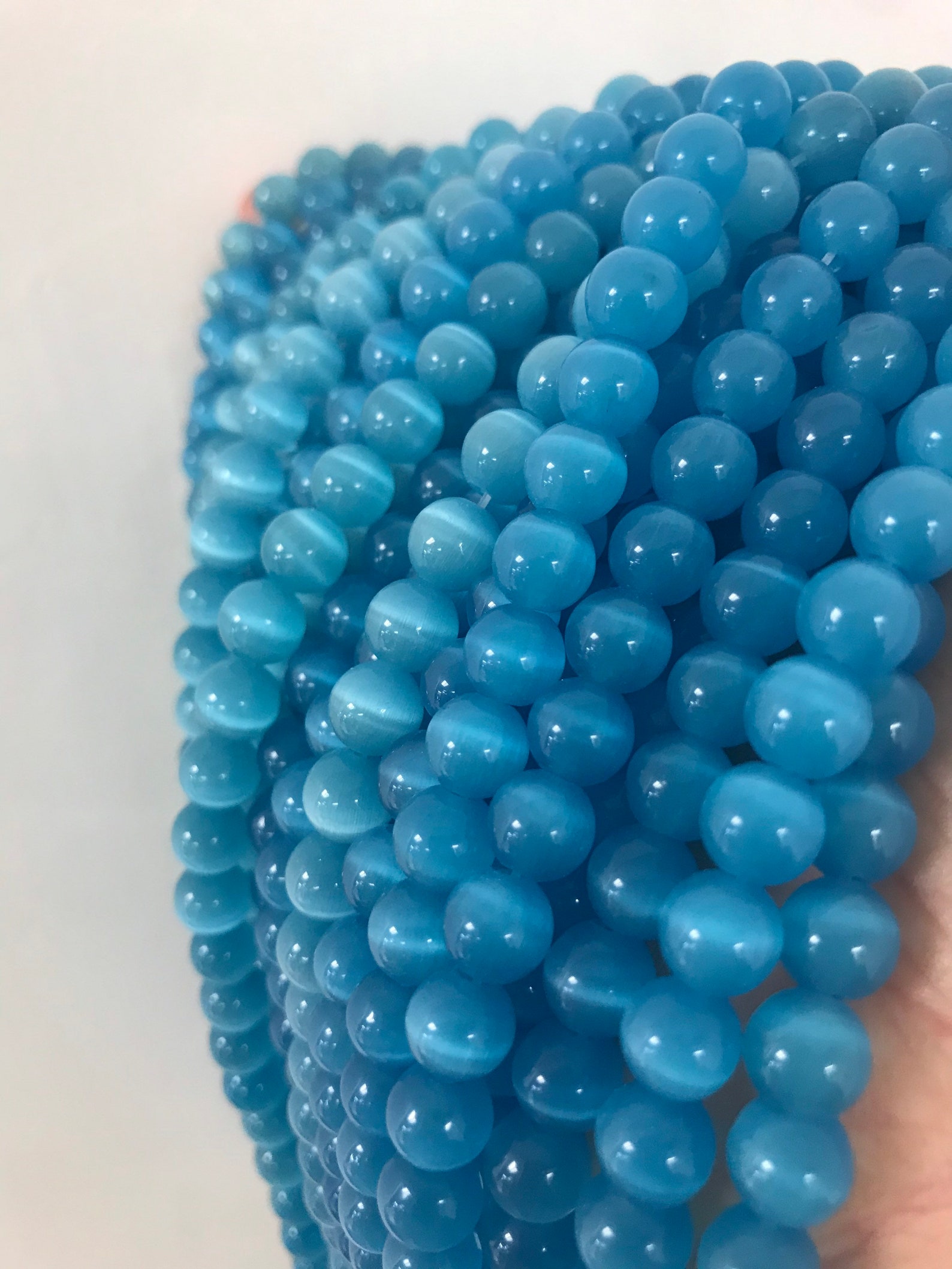 Sky Blue Wholesale Beadsblue Beadscats Eye Sky Blue Etsy