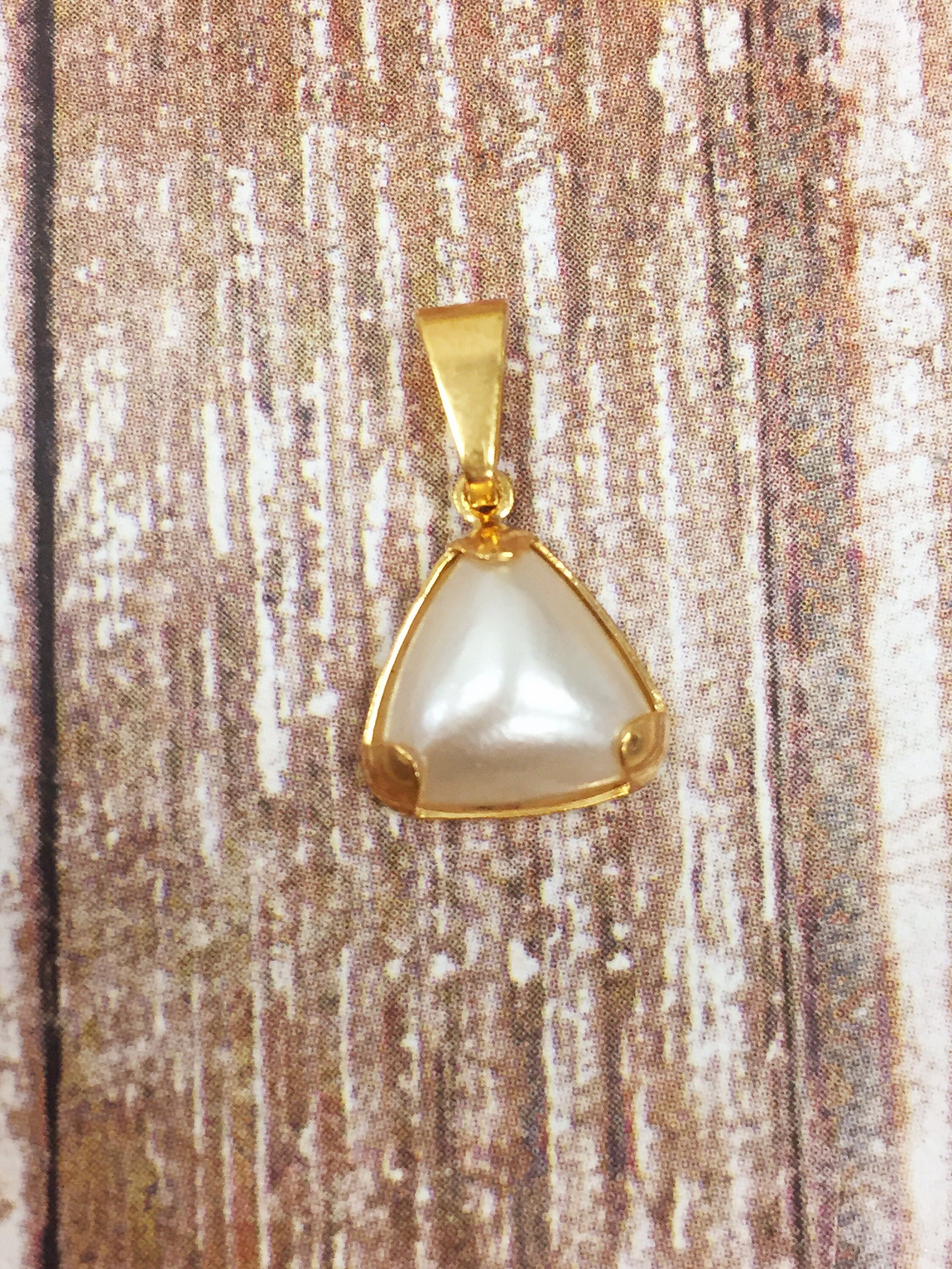 Gold Filled Freshwater Pearl PendantTriangle Pearl CharmGold | Etsy
