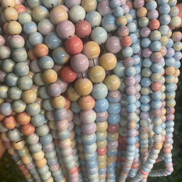 Pastel Agate Stone Beads,Mystic Birthstone Beads,Genuine Gemstone,Bulk Beads for Jewelry Making,6mm Rainbow beads,8mm Pastel Beads