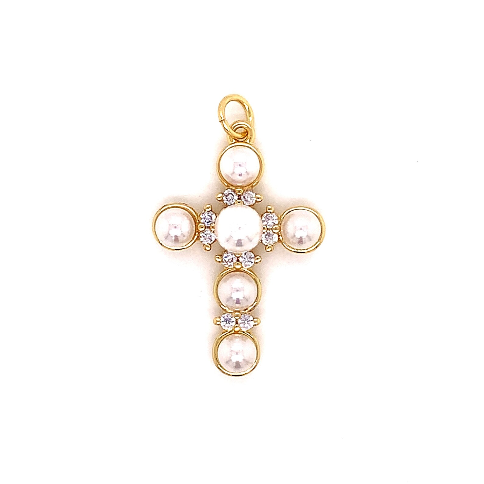 18K Gold Pearl Cross Pendant for Necklacelarge Elegant Gold Etsy