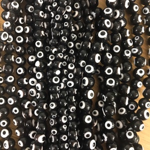 Black Evil Eye Round Beads,Black & White Evil Eye Beads,Lucky Eye Beads,Evil Eye Jewelry,Wholesale Evil Eye Beads,Beads for Jewelry Making