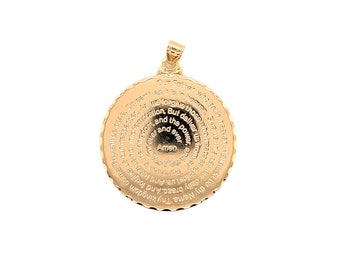 El oro de 18 quilates llenó el hechizo de oración de nuestro padre, el colgante de la medalla de oración del Señor, medallas religiosas grandes, hechizo de oración, padre nuestro, amuletos religiosos