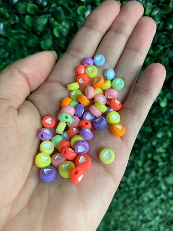 100 Colorful Heart Beads,small Bright Heart Beads for DIY Keychain