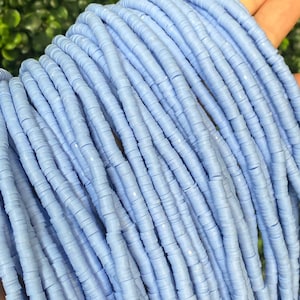 Heishi Disc Beads,Pastel Blue Disc Beads,Baby Blue Disc Beads,Spacer Beads,Polymer Clay Beads, Jewelry Making, Jewelry Supplies,Heishi Beads