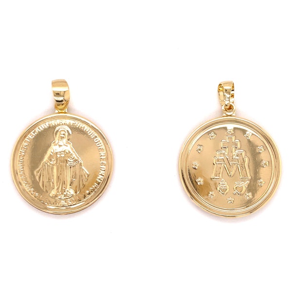 18K Gold Filled Virgin Mary Pendant,Miraculous Medal for Necklace,Gold Virgin Mary Charm,Mother Mary Pendant,Religious Medal,Christian Charm