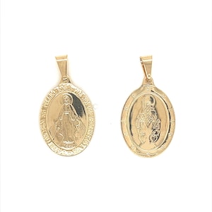 Gold Filled Miraculous Medal, Virgen Milagrosa, Mother Mary Charm, Virgin Mary Pendant, Religious Medals, Christian Gift, Spiritual Jewelry