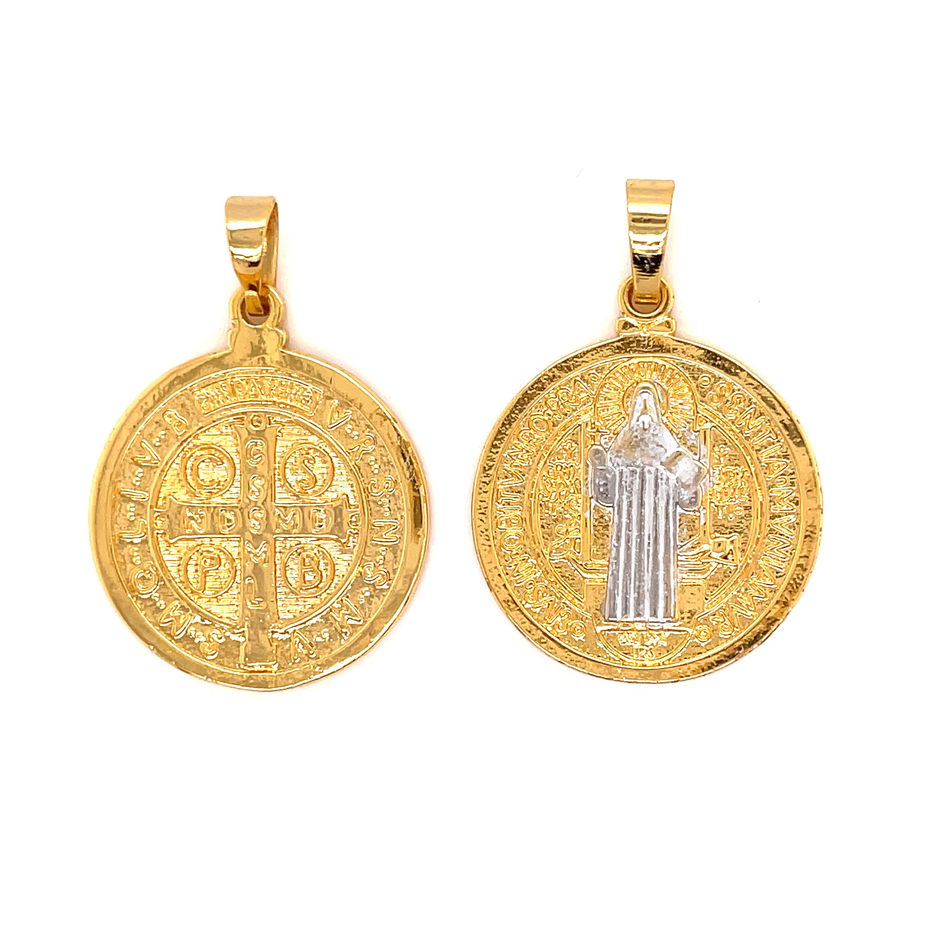 18K Large Gold Saint Benedict Medal Pendant for - Etsy
