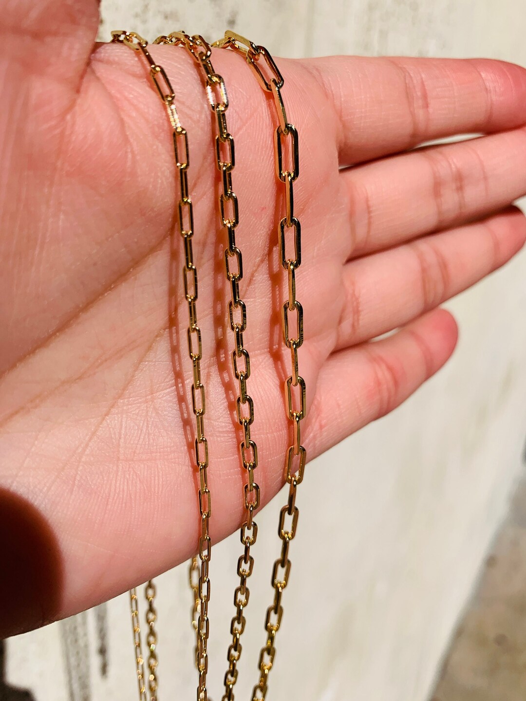 10 Wholesale Gold Filled 4mm Paperclip Chains,18kt Gold Filled