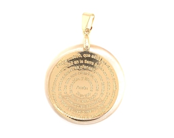 Colgante Padre Nuestro lleno de oro, Colgante de oración de Nuestro Padre, Amuleto del Padre Nuestro, Joyería de Oración Católica, Colgante cristiano para collar