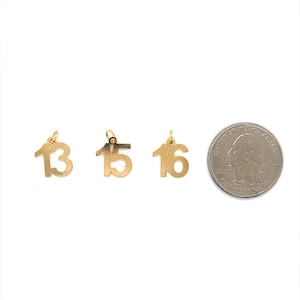 Gold Filled Number 13 Charm, Teenager Charm, Thirteen Charm, Gold Filled Charms, Small Number Charm, Teen Charm, Gift for Teenager