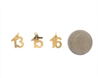 Gold Filled Nummer 13 Charme, Teenager Charme, dreizehn Charme, Gold Filled Charms, kleine Anzahl Charme, Teen Charme, Geschenk für Teenager