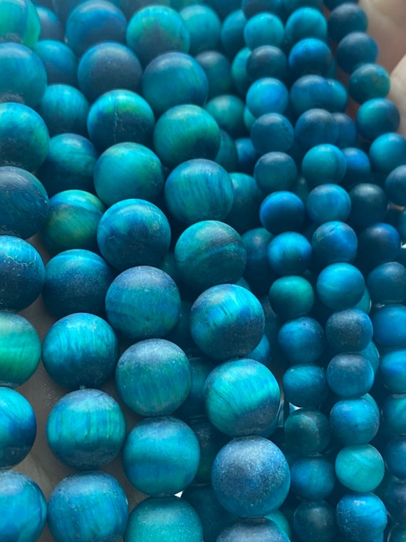 Matte Teal Blue Round Tiger Eye Beads,aqua Natural Mala Gemstone