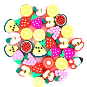 100 Tropical Fruit Accent Beads,DIY Kids Crafts,Colorful Fruit Spacer Beads,Watermelon Beads,Strawberry Beads,Lemon Beads,Tropical Beads,
