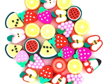 100 Tropical Fruit Accent Beads,DIY Kids Crafts,Colorful Fruit Spacer Beads,Watermelon Beads,Strawberry Beads,Lemon Beads,Tropical Beads,