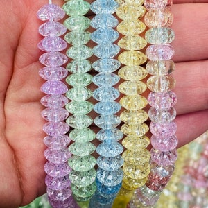 Rondelle Pastel Beads,Saucer Glass Beads,Multicolor Beads,Pastel Bulk Beads for Jewelry Making,6mm Rainbow beads,8mm Pastel Beads,Y2K beads