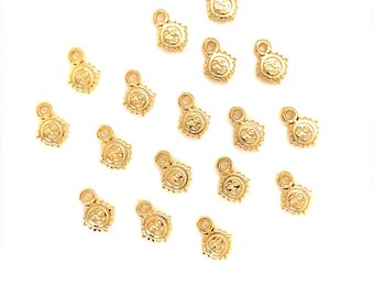 Dijes de sol de 8,5 mm x 12 mm, rellenos de oro, joyas de sol pequeñas, dije diminuto relleno de oro, mini colgante de sol, dije celestial, colgante de collar
