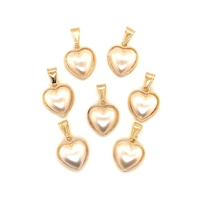 Große Gold Perle Anhänger, einfache elegante Herz Anhänger, Gold gefüllte Perle Herz Anhänger, Charms für die Schmuckherstellung,Herz Charms,Herz Schmuck