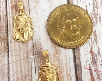 18K 金張りイエス・キリストペンダントネックレス、金張りイエス