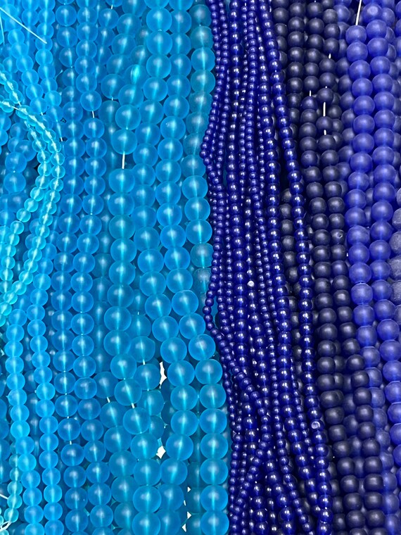 Matte Blue Round Glass Beads,bright Blue 6mm Beads,bulk Beads for Jewelry  Making,light Blue Wholesale Beads,10mm Blue Beads for Bracelets 