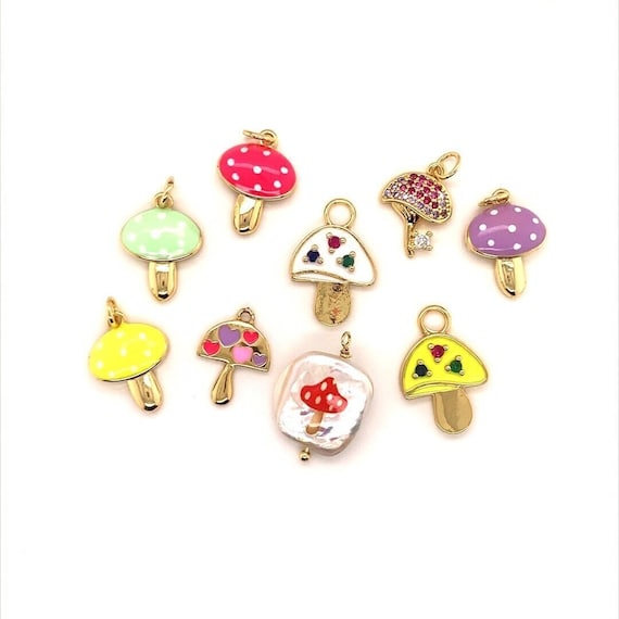 Small Cute Mushroom Charm, Cute Charms, Y2K Charms, Boho Charms, Emoji Charm, Shroom Charm, DIY Charm Bracelet, Necklace Pendants