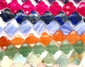Clover Gemstone Beads,Four Leaf Clover Accent Beads,Gemstone Clover Beads,Wholesale Bulk Beads,Flower Beads,Clover Accent Beads