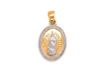 Guldfyllt Vår Fru av Guadalupe-hänge i två färger, mexikanskt helgonberlock, böneberlocker, skyddsberlocker, Virgen de Guadalupe