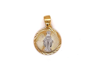 18K Gold Filled Blessed Mother Mary Medal for Necklace,Virgin Mary Pendant for Necklace,Blessed Mother Charm,Religious Pendant,Bulk Charms