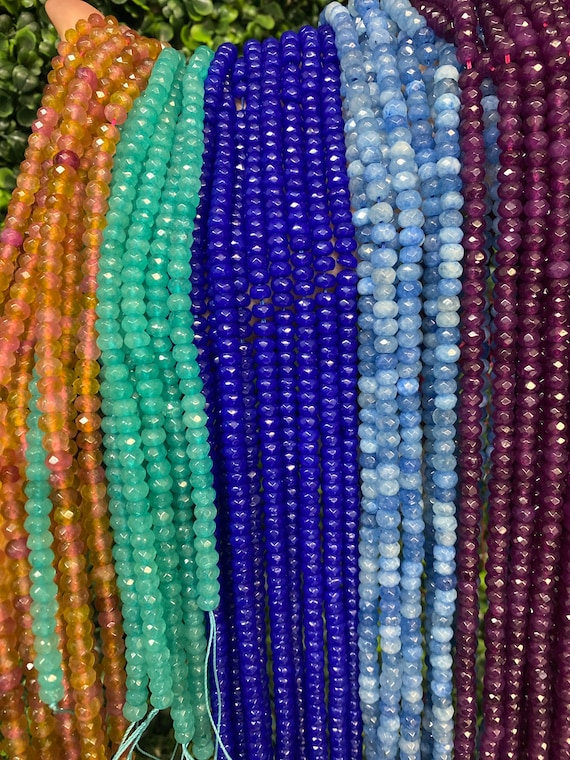 Colorful Accent Beads,bright Rondelle Faceted Disc Beads,teal Blue