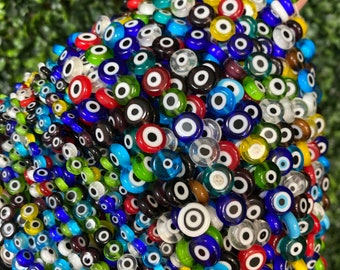 Flat Round Evil Eye Beads,Colorful Eye Glass Beads,Lampwork Glass,Evil Eye Jewelry,Lampwork Beads,Multi Color Evil Eye Beads,Wholesale Beads