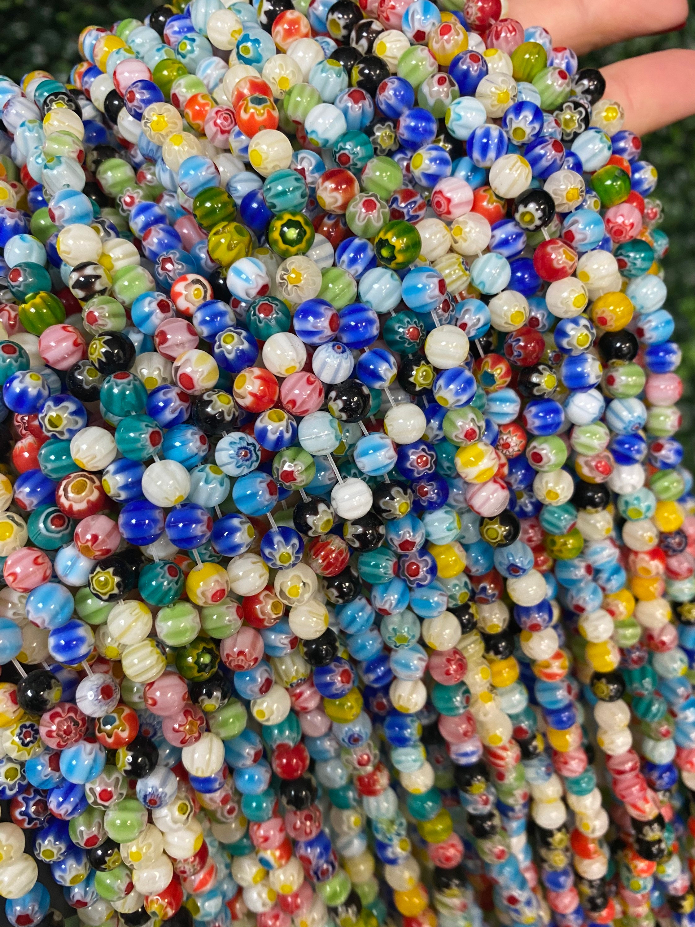 Murano Style Millefiori Round Beads,6mm Flower Glass Beads,8mm Millefiori  Beads,colorful Bulk Beads for Jewelry Making,4mm Millefiori Beads 