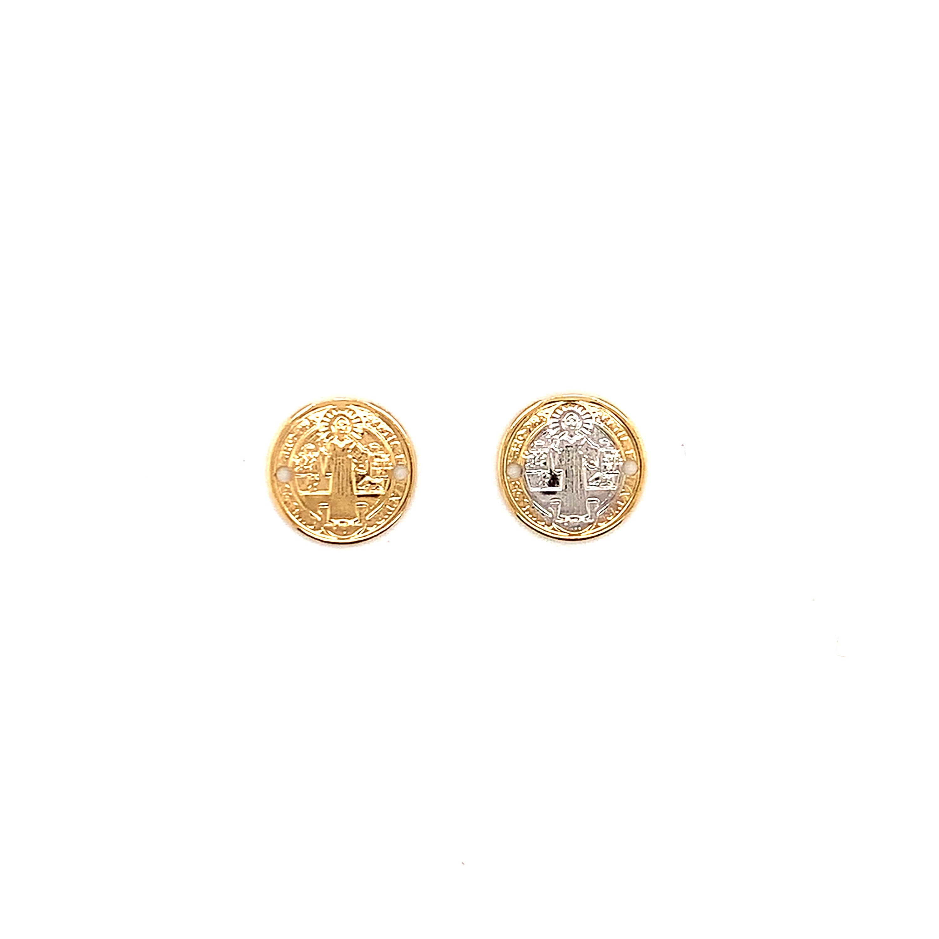 18k Benedict Medal Coin Connector for Bracelet,Small Religious Prayer Medal for Bracelet,Gold Filled Charms,Catholic St Benedict,San Benito
