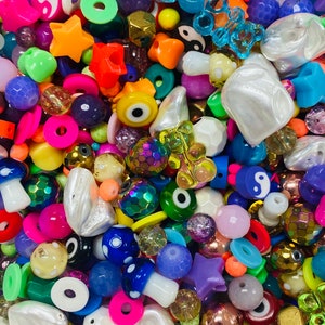 Y2K Bead soup/Colorful bead destash lot/evil eye beads/all kinds of beads,Bright Beads/Gummy Bear/Assorted Bead bag,Colorful beads/y2k beads