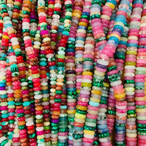 Colorful Disc Spacer Beads, Rondelle Beads, Saucer Beads for Jewelry Making, Heishi Beads, Jewelry Supplies, Bright Beads, Flat Beads