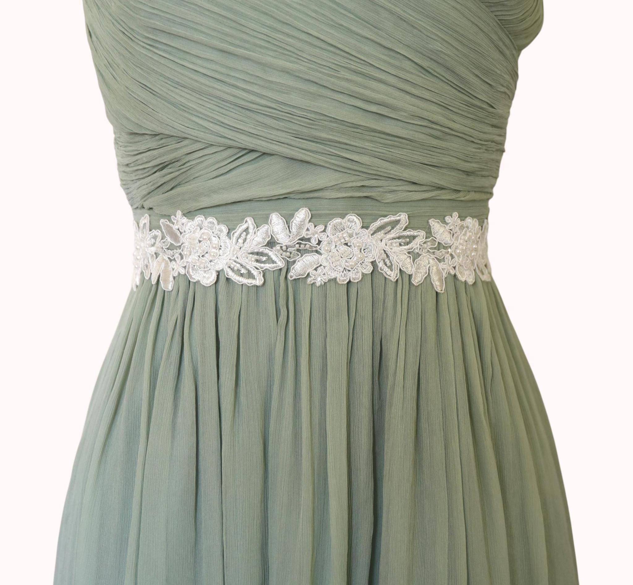 beaded sash for bridesmaid dress Pink Bridesmaid Dresses with Beaded Belt,Chiffon Bridesmaid Dress with main image 0
