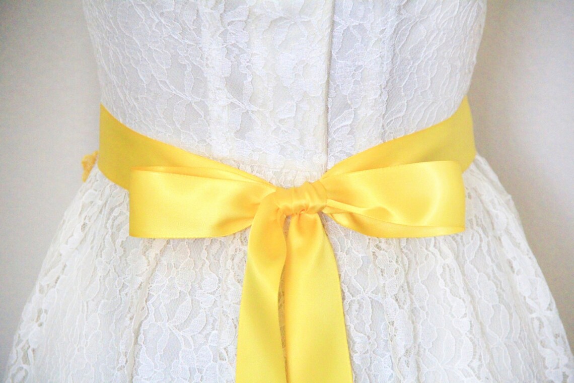 Yellow Beaded Lace Sash Belt Bridal Yellow Sash Bridesmaid Etsy