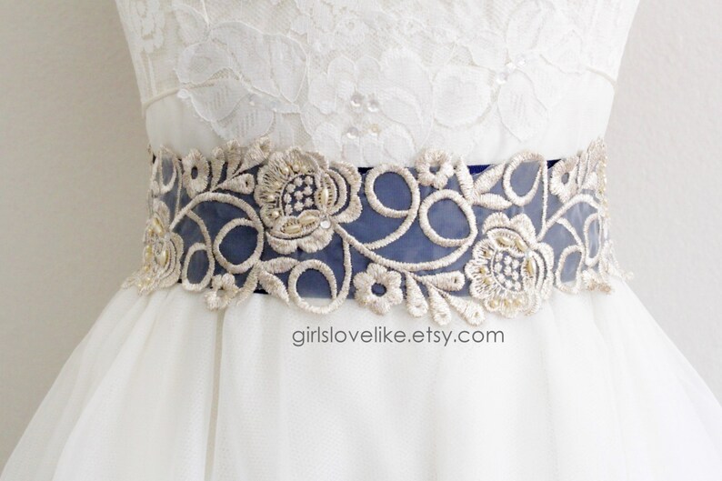 Navy Beaded Lace Ohara