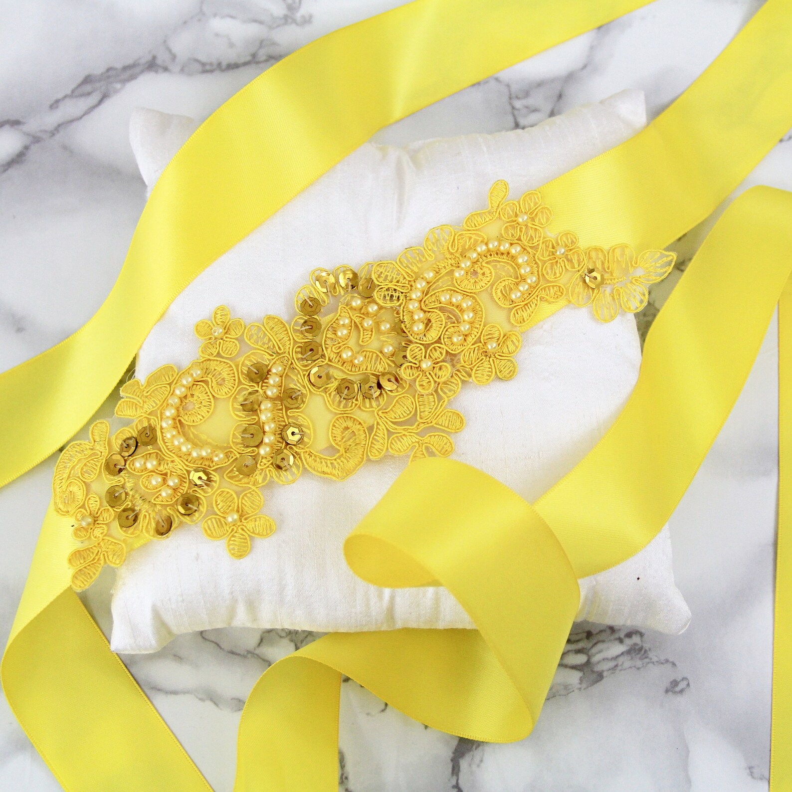 Yellow Beaded Lace Sash Belt Bridal Yellow Sash Bridesmaid Etsy